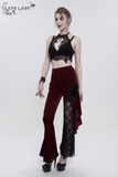 Women's Gothic Lace Halter Crop Top With Choker Neckline