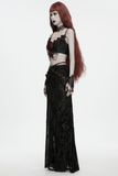 Women's Gothic Lace Rose Bralette with Draped Chains