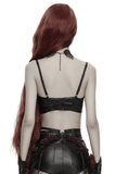 Women's Gothic Lace Rose Bralette with Draped Chains
