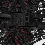 Women's Gothic Lace Rose Bralette with Draped Chains
