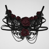 Women's Gothic Lace Rose Bralette with Draped Chains