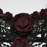 Women's Gothic Lace Rose Bralette with Draped Chains