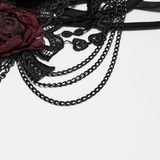 Women's Gothic Lace Rose Bralette with Draped Chains