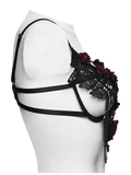 Women's Gothic Lace Rose Bralette with Draped Chains