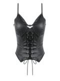 Women's Gothic Lace-Up Corset Top in Faux Leather
