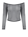 Women's Gothic Off-Shoulder Long Sleeve Mesh Top