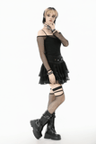 Women's Gothic Off-Shoulder Long Sleeve Mesh Top