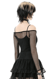 Women's Gothic Off-Shoulder Long Sleeve Mesh Top