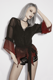 Women's Gothic Ombre Chiffon Wrap with Tied Belt
