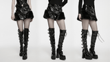 Women's Gothic Shiny Leather Faux Fur Punk Mini Skirt