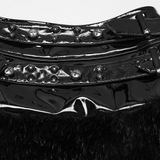 Women's Gothic Shiny Leather Faux Fur Punk Mini Skirt