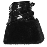 Women's Gothic Shiny Leather Faux Fur Punk Mini Skirt