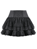 Women's Lace Mini Skirt with Buckled Waist and Cross Zippers