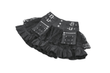 Women's Lace Mini Skirt with Buckled Waist and Cross Zippers
