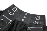 Women's Lace Mini Skirt with Buckled Waist and Cross Zippers