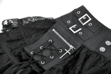 Women's Lace Mini Skirt with Buckled Waist and Cross Zippers