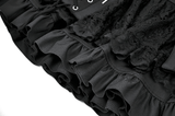 Women's Lace Mini Skirt with Buckled Waist and Cross Zippers