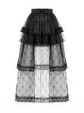 Women's Layered Tulle Skirt with Sheer Lace Inserts