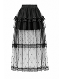 Women's Layered Tulle Skirt with Sheer Lace Inserts