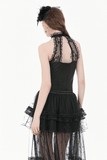 Women's Layered Tulle Skirt with Sheer Lace Inserts