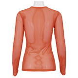 Women's Long Sleeve Mesh Top: Soft and Stretchy Transparency