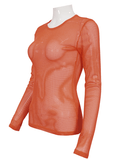 Women's Long Sleeve Mesh Top: Soft and Stretchy Transparency