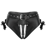 CLEARANCE of Women's PU Leather Sexy Briefs with Chain - US