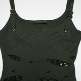 Women's Punk Spiderweb Burnout Cutout Tank Vest