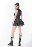 Women's Ruffled Striped Dress with Lace-Up Back Detail