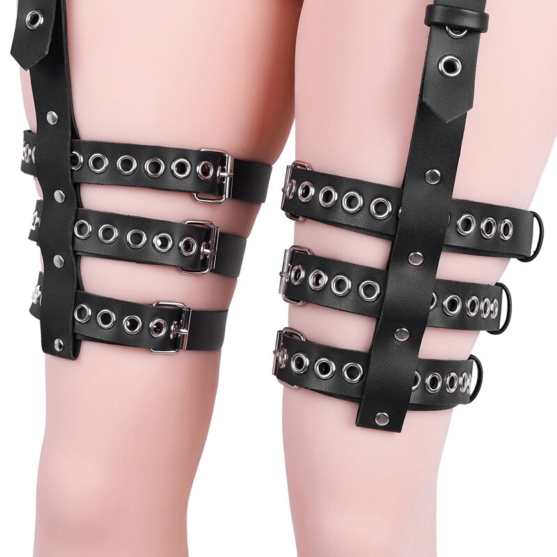 Women's Sexy Garter Belt / PU Leather Body Harness / Erotic Black Belt for Thigh - EVE's SECRETS