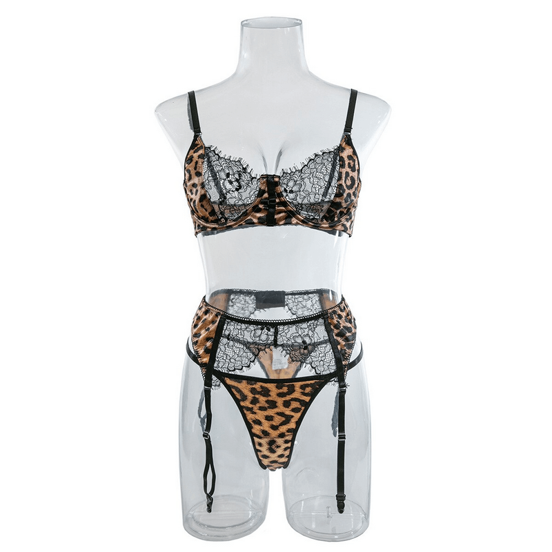 Women's Sexy Lace Leopard Lingerie / Sensual Briefs Female Patchwork Underwear - EVE's SECRETS