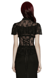 Women's Sheer Gothic Buckled Waist Blouse Top