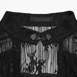 Women's Sheer Gothic Buckled Waist Blouse Top