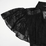 Women's Sheer Gothic Buckled Waist Blouse Top