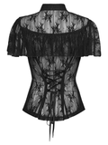 Women's Sheer Gothic Buckled Waist Blouse Top
