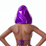 Women's Shiny Metallic Hot Pole Dance Apparel / Backless Hooded Bustier Bra Bikini Tank Tops - EVE's SECRETS