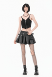 Women's Skull Ruched Zip Crop Cami Top in Gothic Style