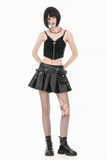 Women's Skull Ruched Zip Crop Cami Top in Gothic Style