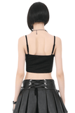 Women's Skull Ruched Zip Crop Cami Top in Gothic Style