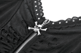 Women's Skull Ruched Zip Crop Cami Top in Gothic Style