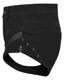 Women's Slim Denim Shorts With Studded Mesh Trim