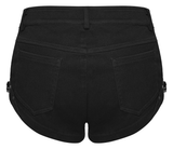 Women's Slim Denim Shorts With Studded Mesh Trim