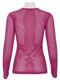 Women's Soft Stretchy Pink Mesh Top with Long Sleeves