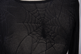 Gothic Stretchy Spider Web Muster Schwarzes Top für Frauen / Punk Rock Sexy durchsichtige Mesh Tops 