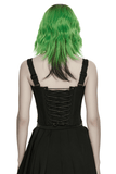 Womens Studded Punk Mesh Corset Top with Back Lacing