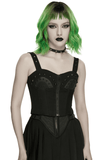 Womens Studded Punk Mesh Corset Top with Back Lacing