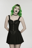 Womens Studded Punk Mesh Corset Top with Back Lacing