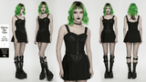 Womens Studded Punk Mesh Corset Top with Back Lacing