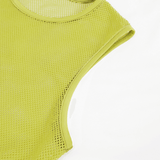 Gelbes ärmelloses Netz-Tanktop für Herren / durchsichtiges Punk-Rundhals-T-Shirt