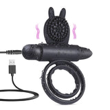 10 Speed Cock Vibrating Penis Dual Rings Massager / Erotic sex toys for Men and Couple